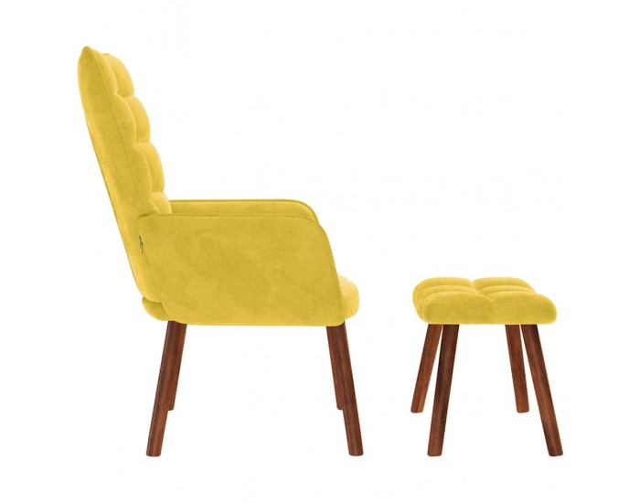 Sonata H Релаксиращ стол с табуретка Жълто кадифе