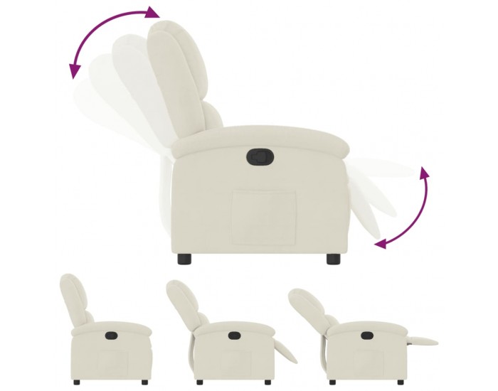 Sonata H Реклайнер стол, кремав, кадифе