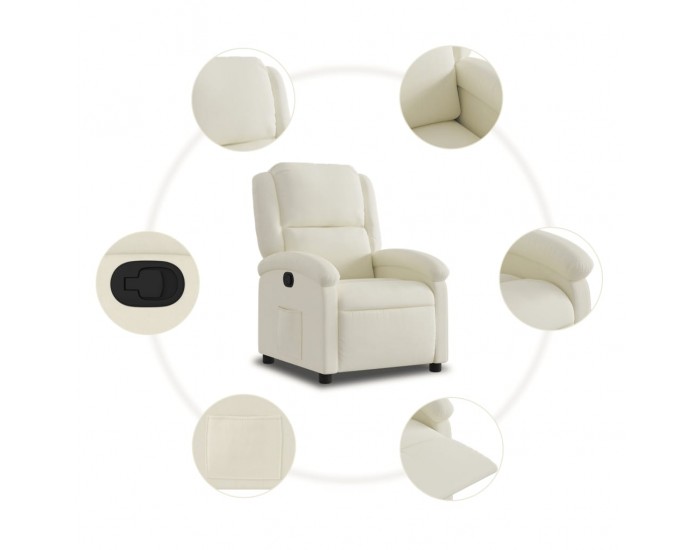 Sonata H Реклайнер стол, кремав, кадифе