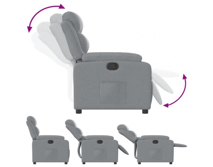 Sonata H Реклайнер стол, светлосив, текстил