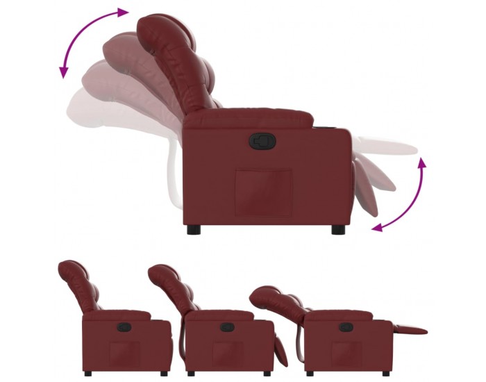 Sonata H Реклайнер стол, виненочервен, изкуствена кожа