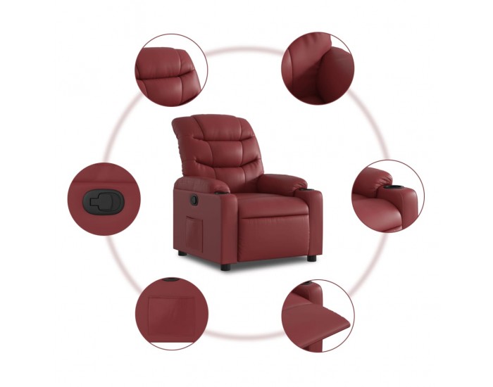 Sonata H Реклайнер стол, виненочервен, изкуствена кожа