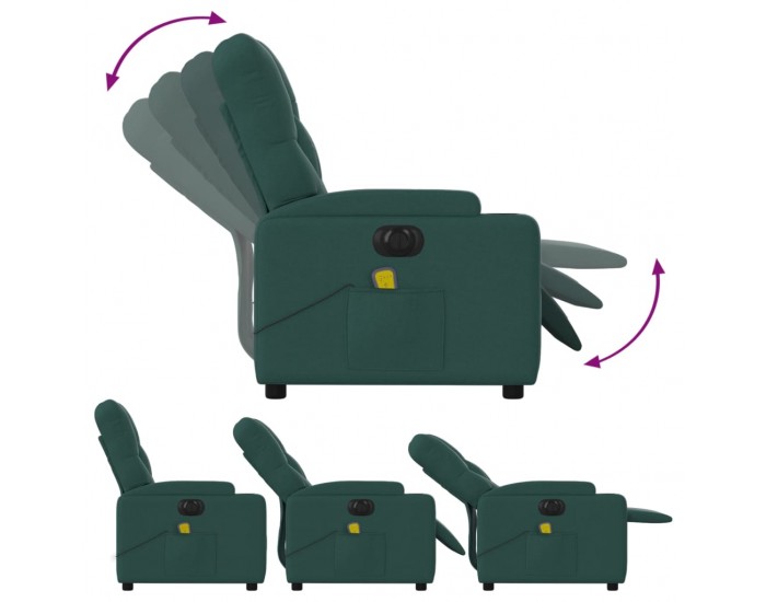 Sonata H Електрически масажен наклоняем стол, тъмнозелен, текстил