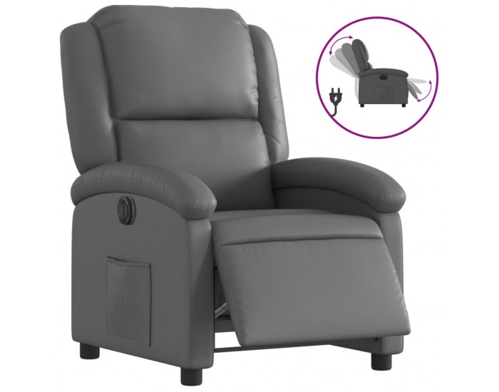 Sonata H Електрически реклайнер стол, сив, изкуствена кожа