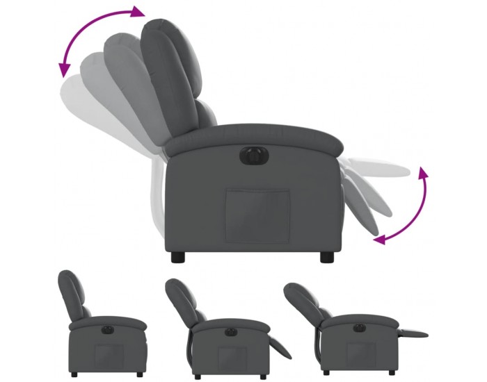 Sonata H Електрически реклайнер стол, сив, изкуствена кожа