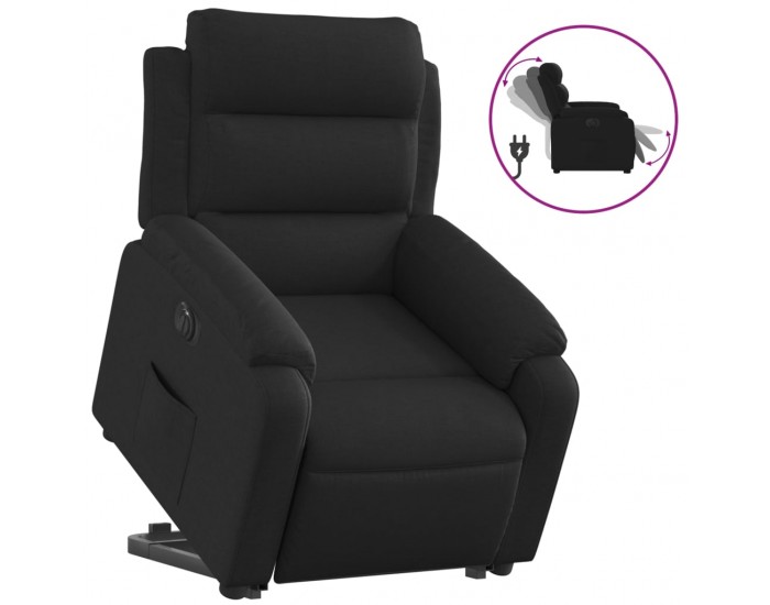 Sonata H Електрически изправящ реклайнер стол, черен, текстил