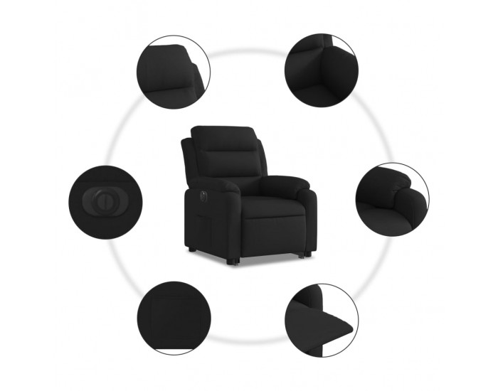 Sonata H Електрически изправящ реклайнер стол, черен, текстил