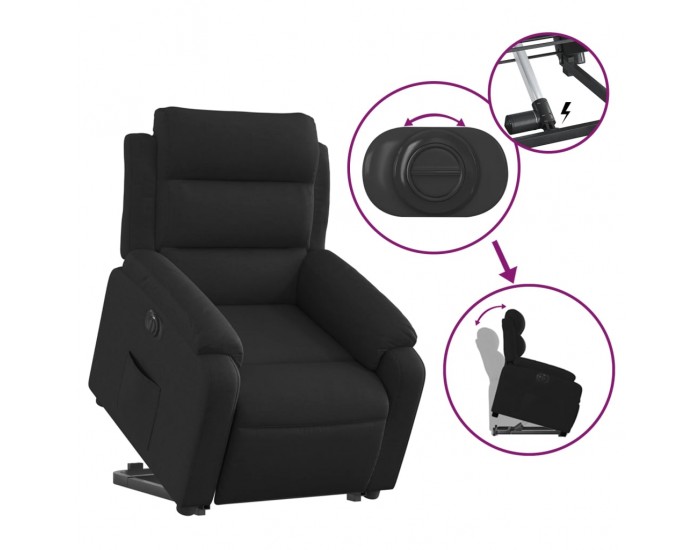 Sonata H Електрически изправящ реклайнер стол, черен, текстил