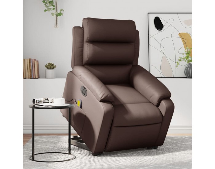 Sonata H Електрически изправящ масажен реклайнер стол, кафяв, еко кожа