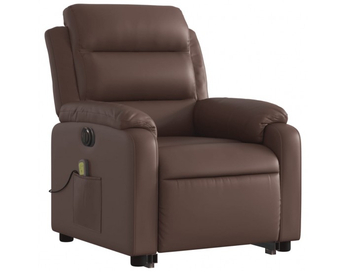 Sonata H Електрически изправящ масажен реклайнер стол, кафяв, еко кожа