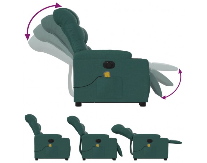 Sonata H Електрически изправящ масажен реклайнер стол тъмнозелен текстил