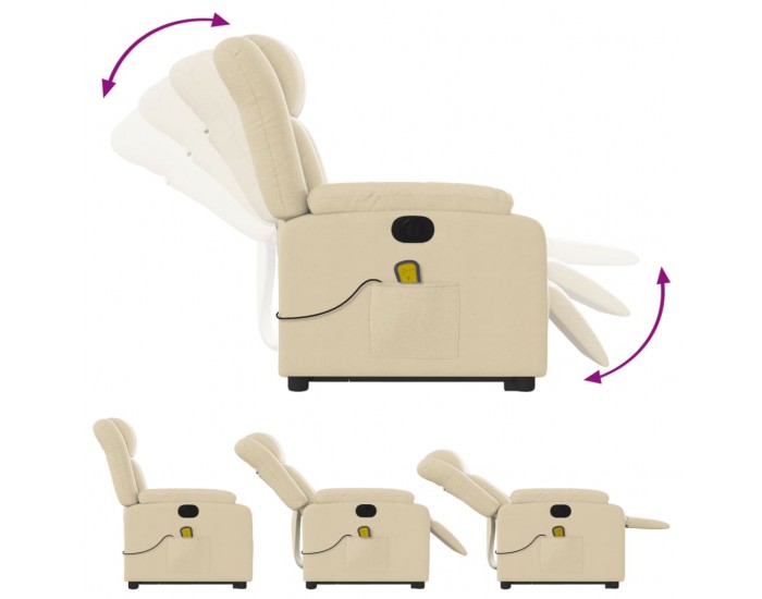 Sonata H Електрически изправящ масажен реклайнер стол кремав текстил