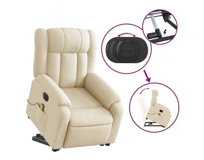 Sonata H Електрически изправящ масажен реклайнер стол кремав текстил