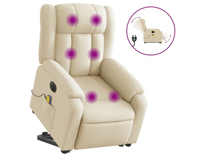 Sonata H Електрически изправящ масажен реклайнер стол кремав текстил