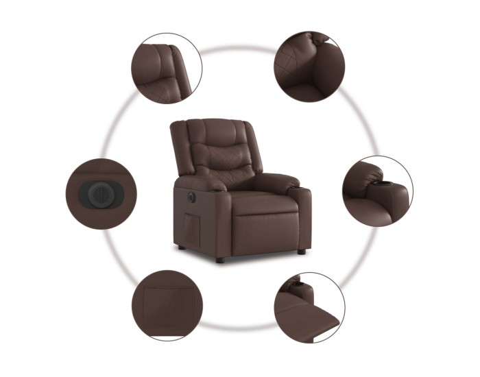 Sonata H Електрически изправящ реклайнер стол, кафяв, изкуствена кожа