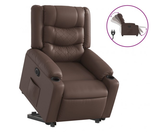 Sonata H Електрически изправящ реклайнер стол, кафяв, изкуствена кожа