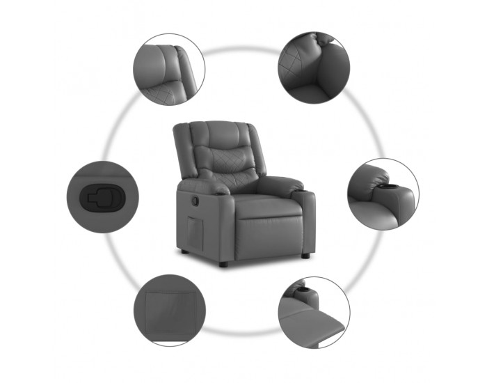 Sonata H Изправящ реклайнер стол, сива, изкуствена кожа