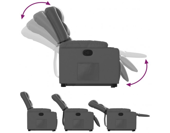 Sonata H Изправящ реклайнер стол, сива, изкуствена кожа