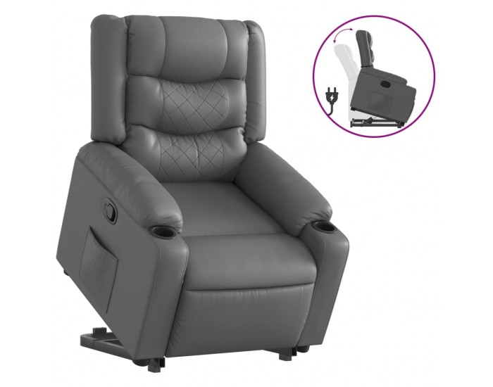 Sonata H Изправящ реклайнер стол, сива, изкуствена кожа