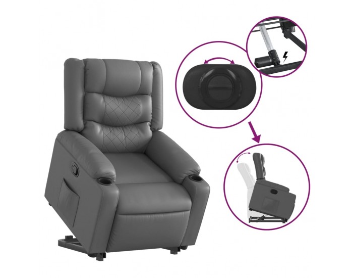 Sonata H Изправящ реклайнер стол, сива, изкуствена кожа