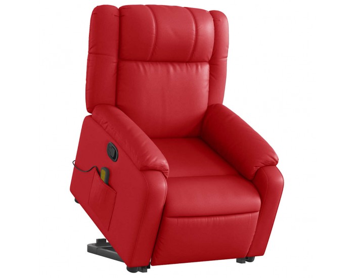 Sonata H Изправящ масажен реклайнер стол, червен, изкуствена кожа