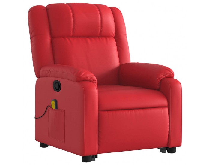 Sonata H Изправящ масажен реклайнер стол, червен, изкуствена кожа