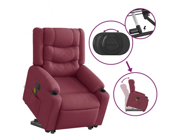 Sonata H Електрически изправящ масажен реклайнер виненочервен текстил