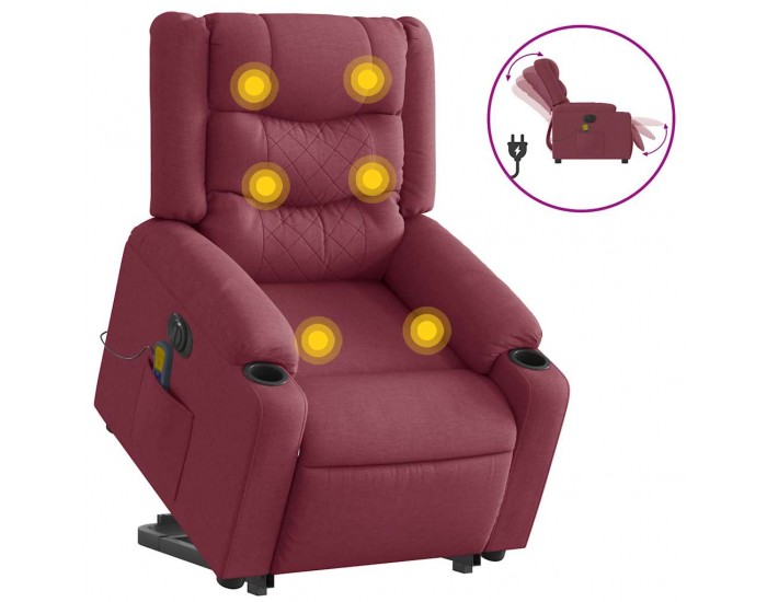 Sonata H Електрически изправящ масажен реклайнер виненочервен текстил