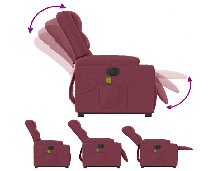 Sonata H Електрически изправящ масажен реклайнер виненочервен текстил