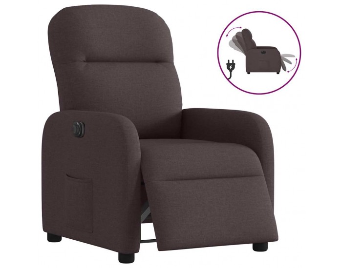 Sonata H Електрически реклайнер стол, тъмнокафяв, текстил