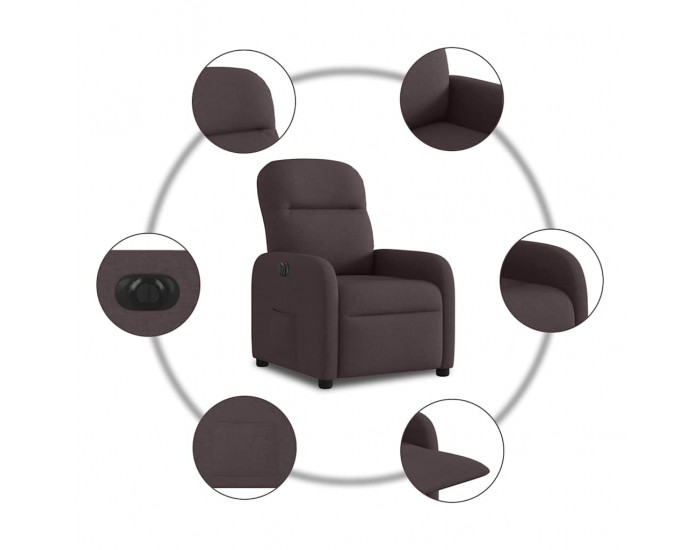 Sonata H Електрически реклайнер стол, тъмнокафяв, текстил