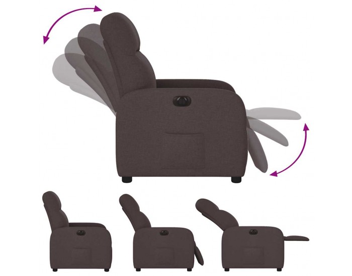 Sonata H Електрически реклайнер стол, тъмнокафяв, текстил