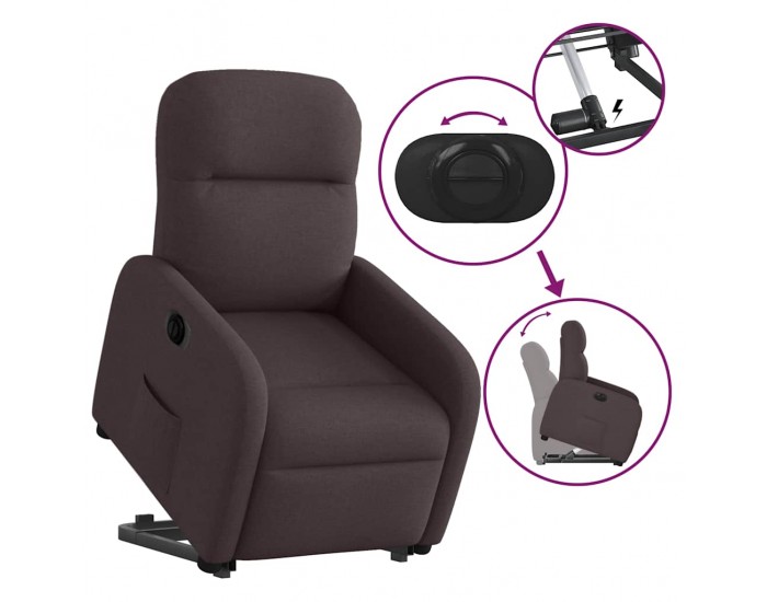 Sonata H Електрически изправящ реклайнер стол, тъмнокафяв, текстил