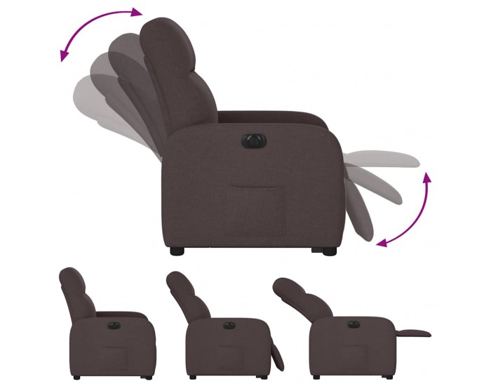 Sonata H Електрически изправящ реклайнер стол, тъмнокафяв, текстил