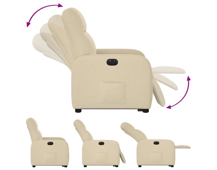 Sonata H Електрически изправящ реклайнер стол, кремав, текстил