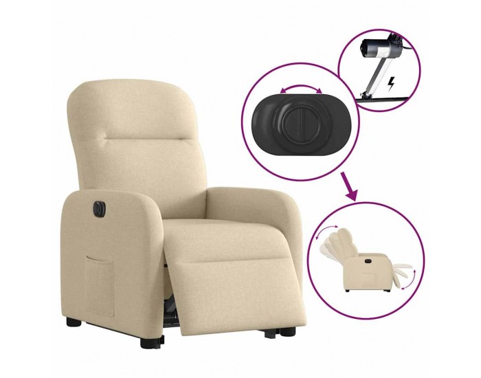 Sonata H Електрически изправящ реклайнер стол, кремав, текстил