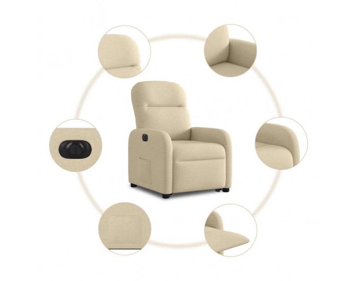 Sonata H Електрически изправящ реклайнер стол, кремав, текстил