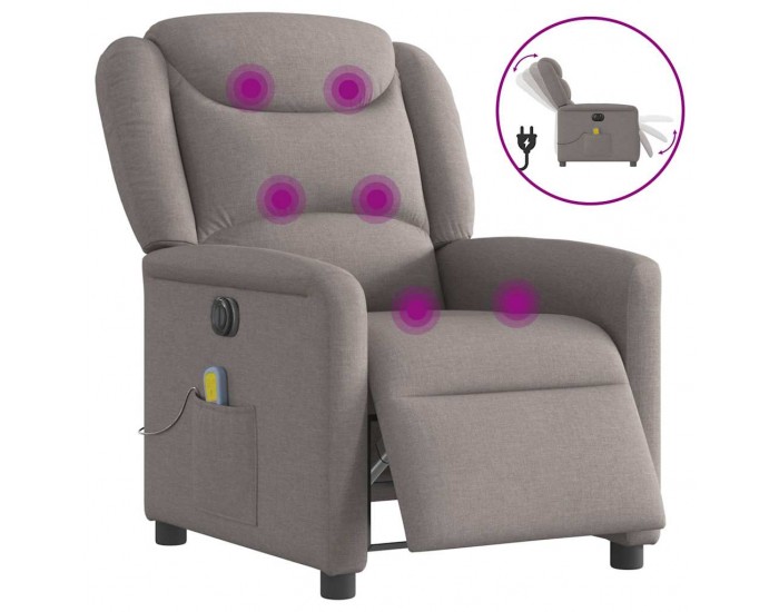 Sonata H Електрически масажен наклоняем стол, таупе, текстил