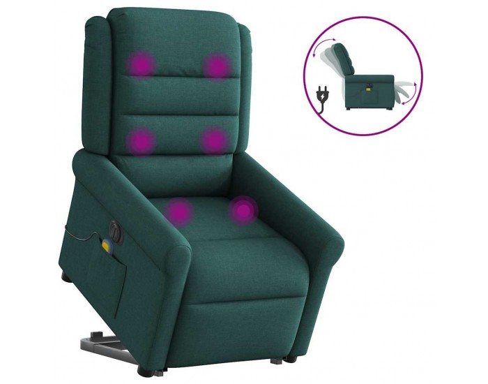 Sonata H Електрически изправящ масажен реклайнер стол тъмнозелен текстил