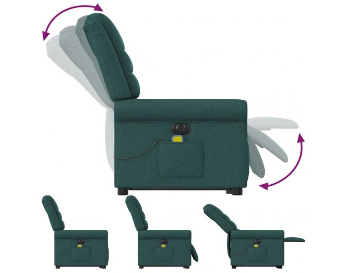 Sonata H Електрически изправящ масажен реклайнер стол тъмнозелен текстил