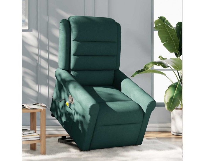 Sonata H Електрически изправящ масажен реклайнер стол тъмнозелен текстил
