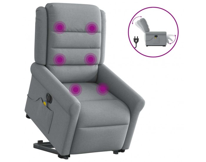 Sonata H Електрически изправящ масажен реклайнер стол светлосив текстил