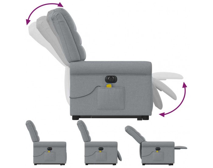 Sonata H Електрически изправящ масажен реклайнер стол светлосив текстил