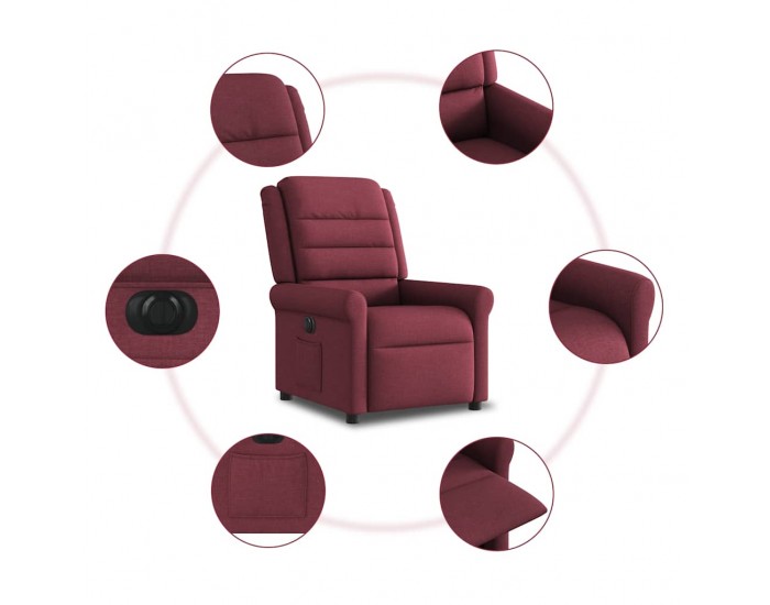 Sonata H Електрически стол реклайнер, виненочервен, текстил