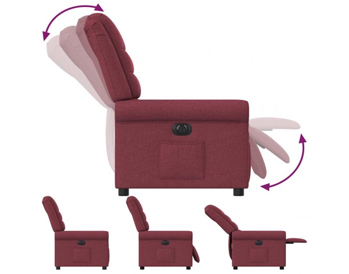 Sonata H Електрически стол реклайнер, виненочервен, текстил