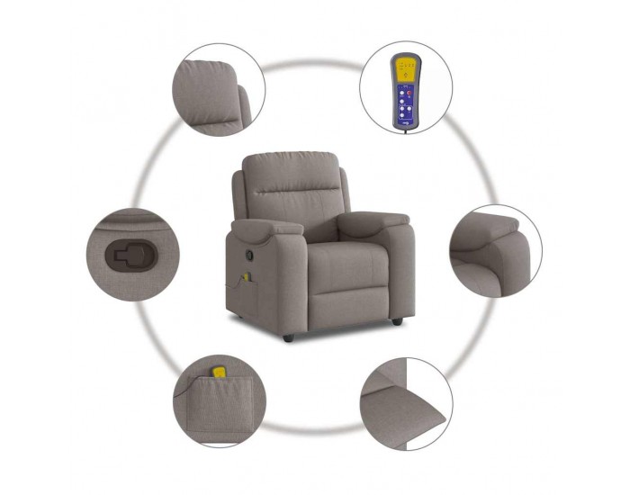 Sonata H Масажен наклоняем стол, таупе, текстил