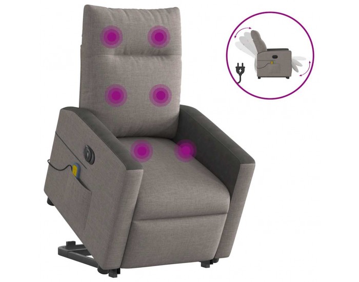 Sonata H Електрически изправящ масажен реклайнер стол таупе текстил