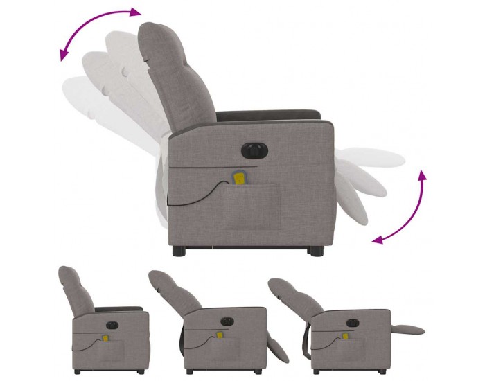 Sonata H Електрически изправящ масажен реклайнер стол таупе текстил