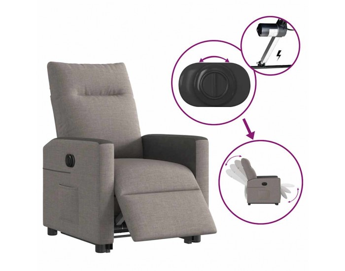 Sonata H Електрически изправящ реклайнер стол, таупе, текстил