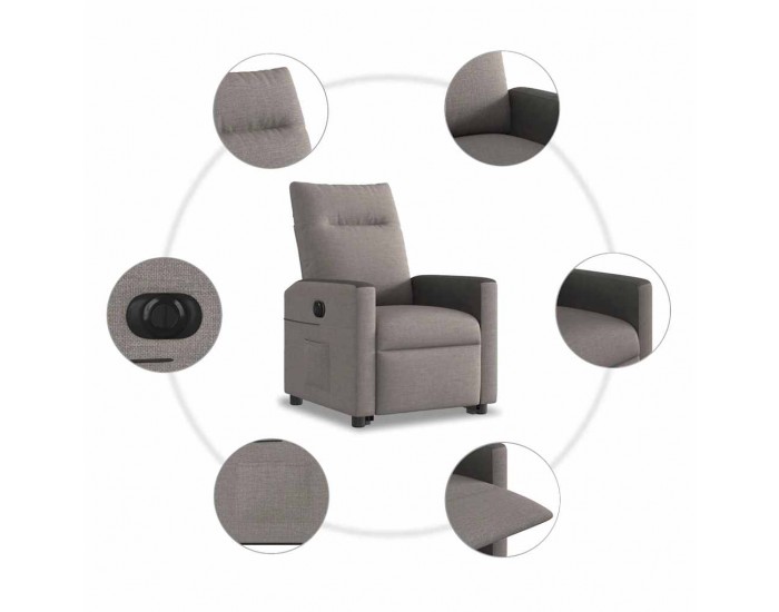 Sonata H Електрически изправящ реклайнер стол, таупе, текстил